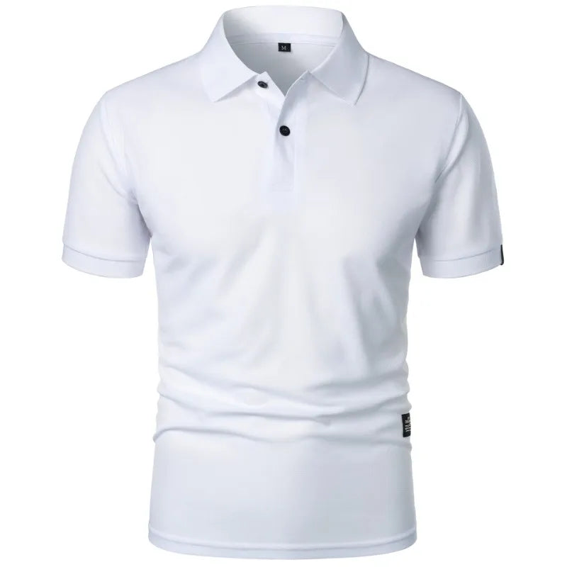 Summer Solid Color Polo Shirt Men's Short Sleeve Button Tshirts Lapel Lightweight  Streetwear Sport Casual Tops