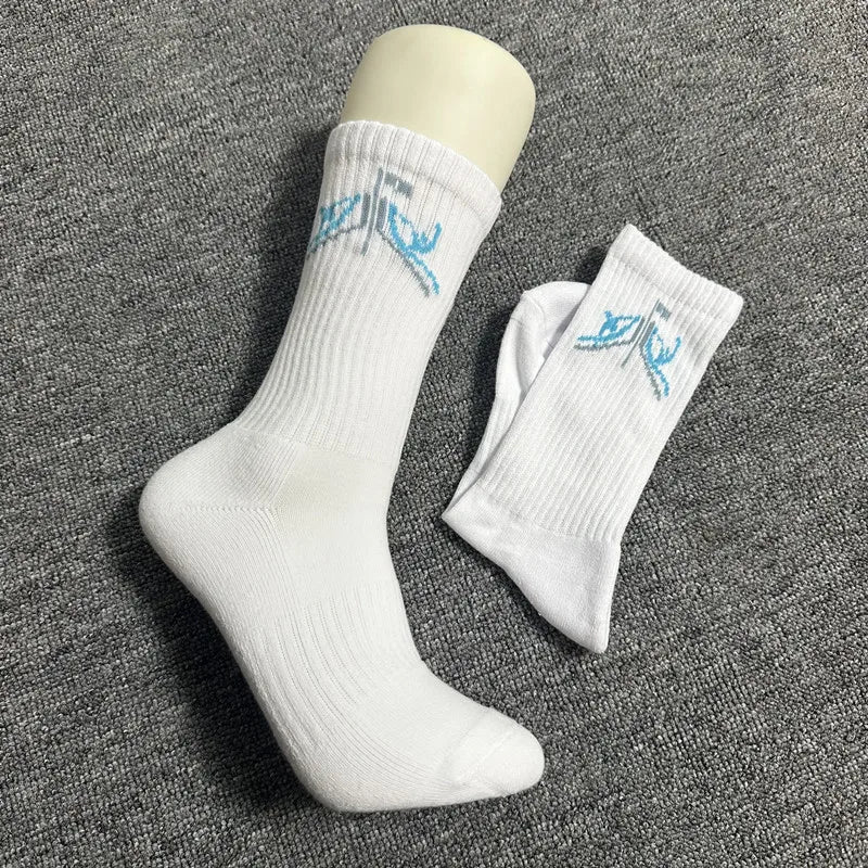 men's cotton 1 pair of shock-absorbing thick sports socks, white, black, gray, street skateboarding, basketball socks
