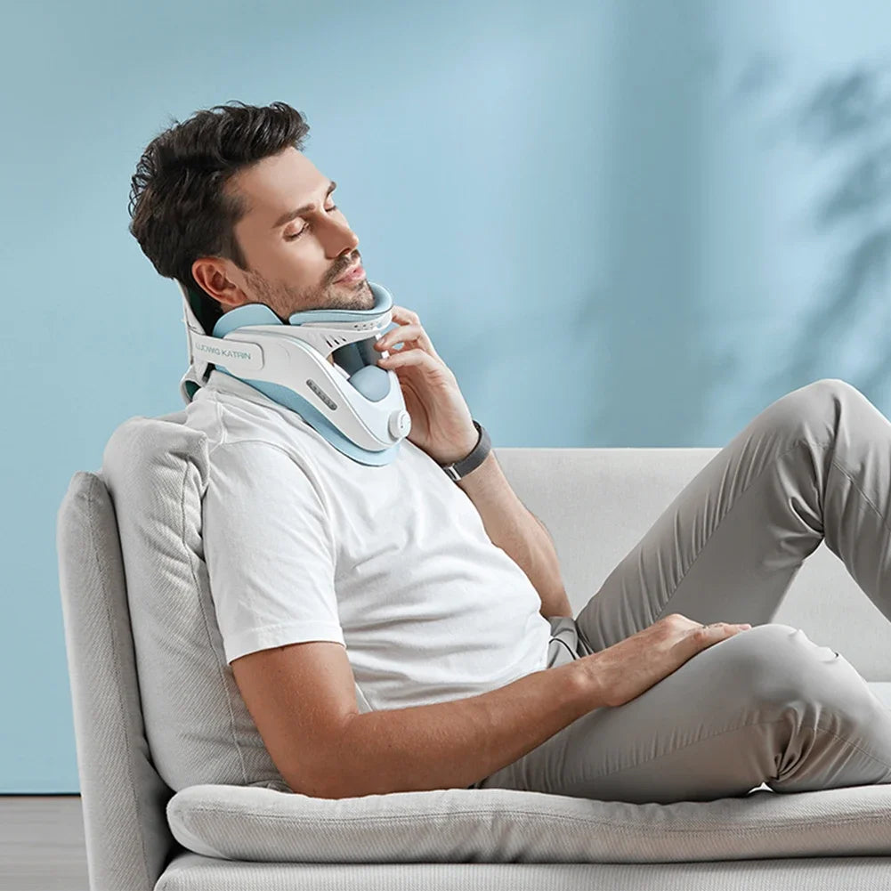 Neck Traction Device Adjustable Ergonomic Neck Stretcher with Airbag Support Cervical Collar Stretch Neck Shoulder Relaxer