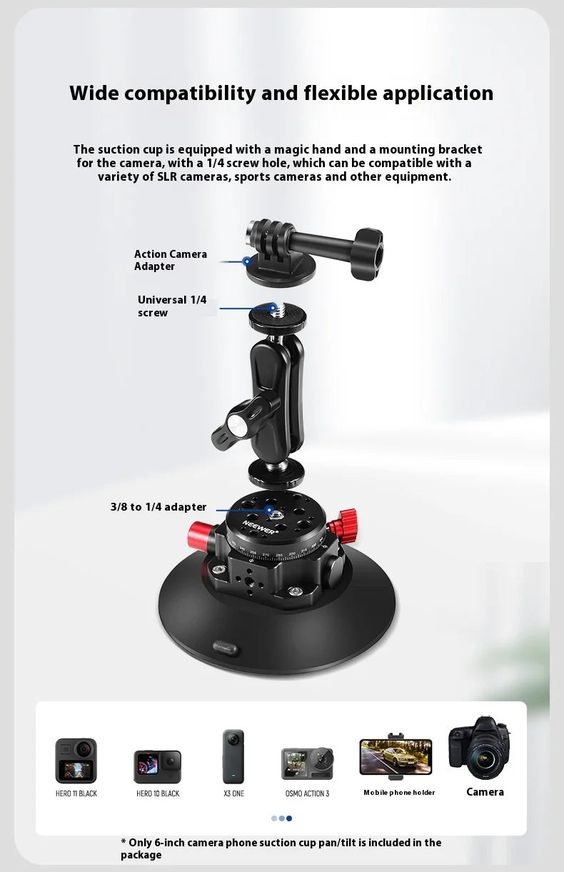NEEWER CA013 Camera Suction Cup Gimbal Stand with Ball Head Magic Arm for Cameras Action Camera Phone Car Windshield Dash Mount