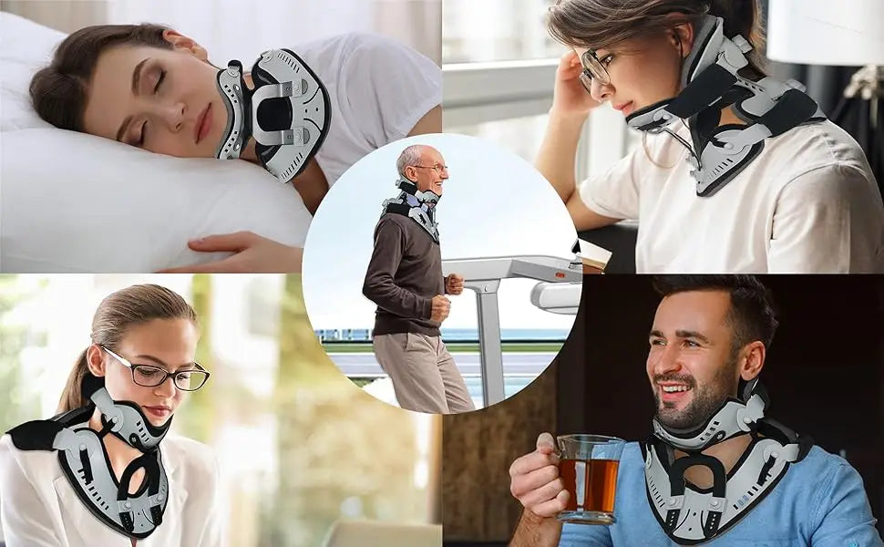 Neck Brace Support Orthosis, Adjustable Cervical Collar, Fixable Neck Posture Corrector, Pain Relief, Traction Spine Alignment
