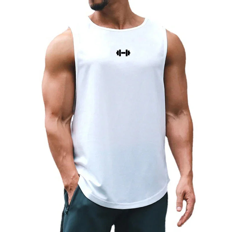 Summer Men's Running Vest Gym Tank Tops Fitness Clothing Quick-drying Loose Bodybuilding Sleeveless Shirt Basketball Singlets