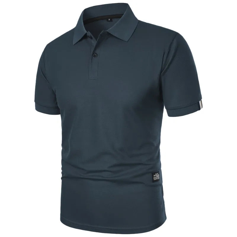 Summer Solid Color Polo Shirt Men's Short Sleeve Button Tshirts Lapel Lightweight  Streetwear Sport Casual Tops