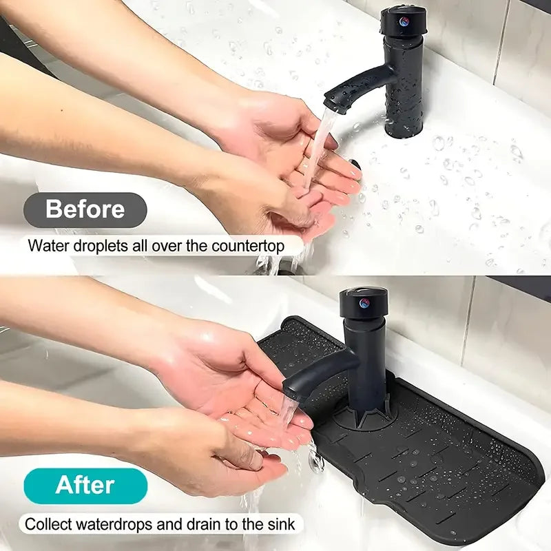 Faucet Absorbent Mat Silicon Kitchen Sink Splash Guard Drain Pad Water Splash Catcher Mats Countertom Countertop Protect Gadgets