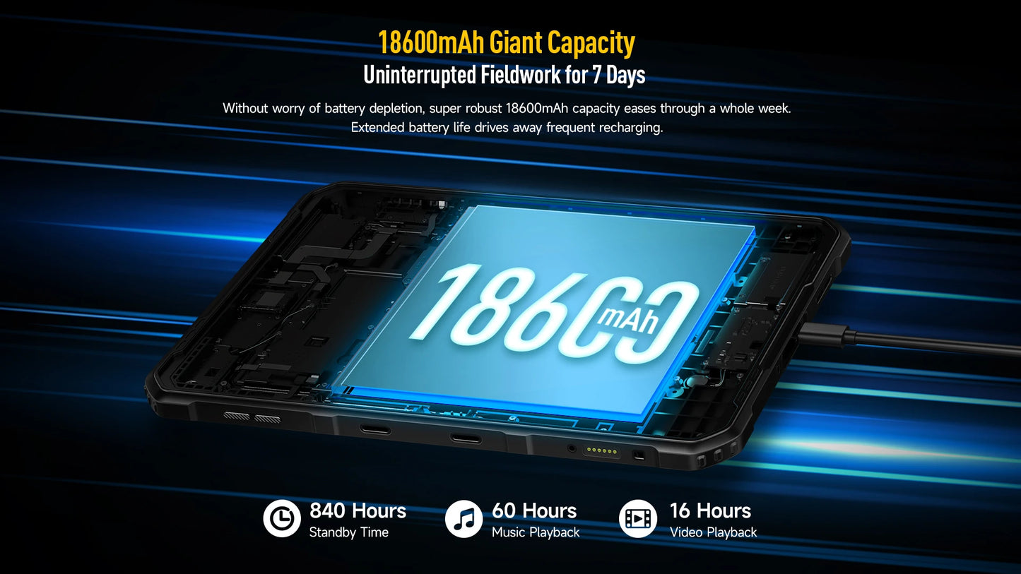 Ulefone Armor Pad 2 Rugged Tablet , 11" 2K , 18600 mAh ,IP68/IP69K Android 13 NFC GPS 4G Tablet Up to 16GB RAM 256GB ROM