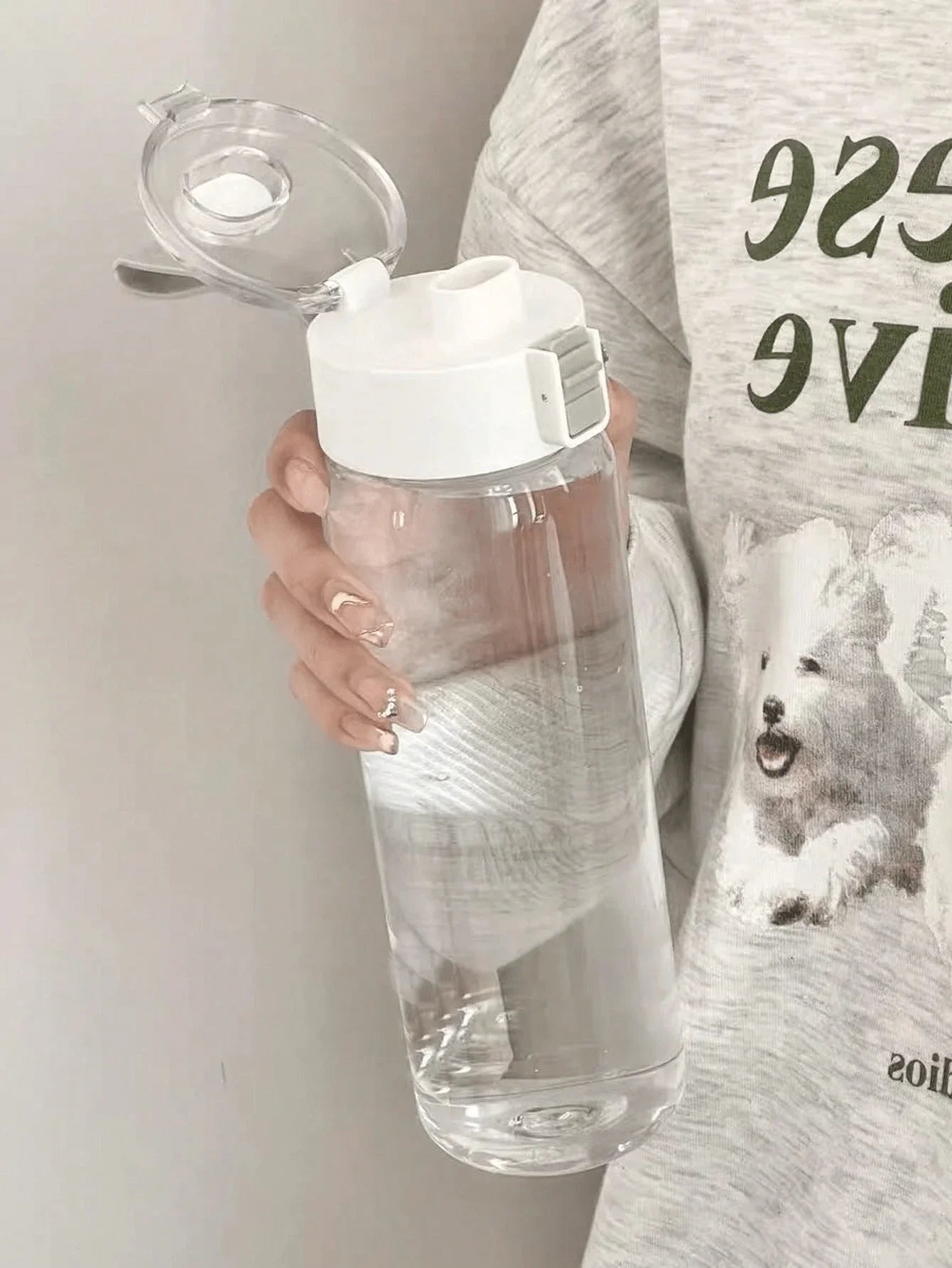 1pc Portable Sports Fitness Large Capacity Transparent Cup, Outdoor, Travel, Office Essential Water Bottle