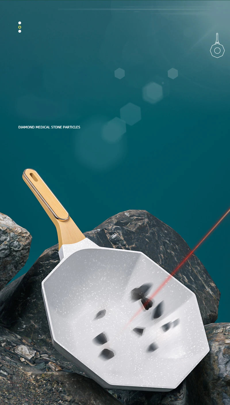 GIANXI Octagonal Wok Medical Stone Non-stick Frying Pan Induction Cooker Gas Stove Special Cooking Pots Cooking Utensils