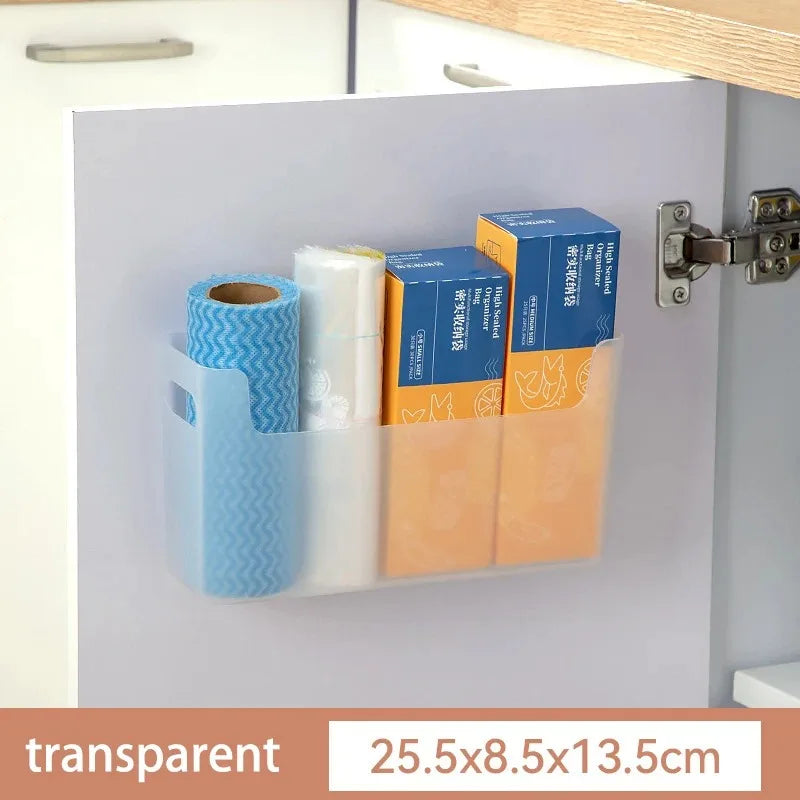 Kitchen Organizer Wall-mounted Kitchen Storage Organization Plastic Storage Rack Punch-Free Dish Drying Rack Accessories Shelf