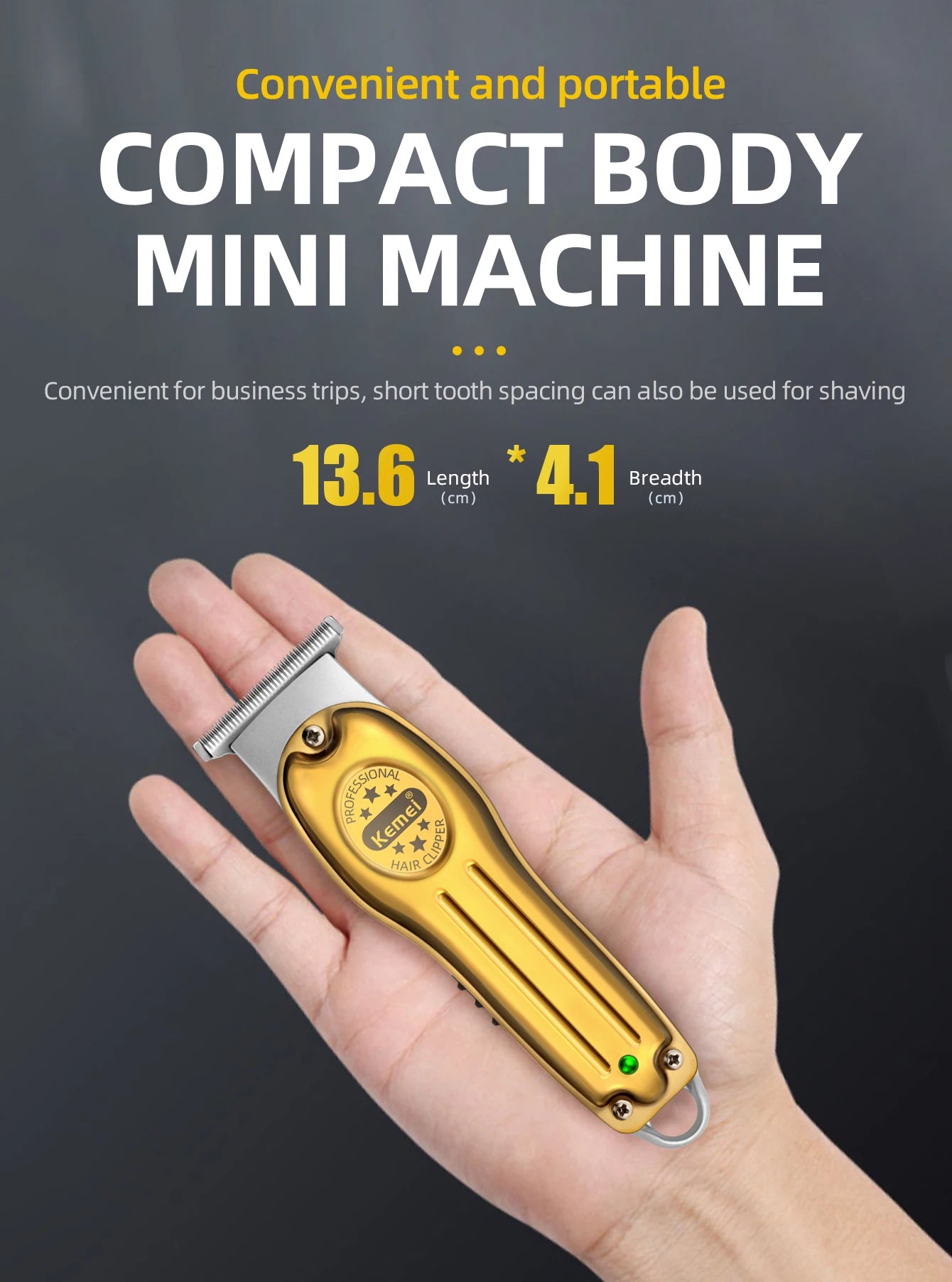 Kemei Professional Hair Trimmer Electric Hair Clipper Men's Rechargeable Barber Cordless Hair Cutting Machine for Bareheaded