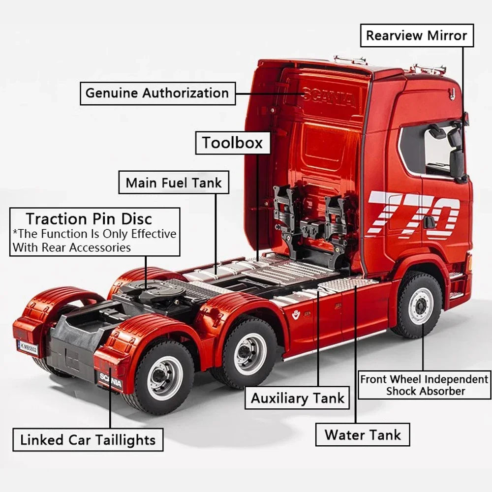 HUINA 1501 770S Scania Alloy Tractor 19CH RC Truck 1/18 2.4G remote control Engineering Trailer Truck with Light and Sound Toys