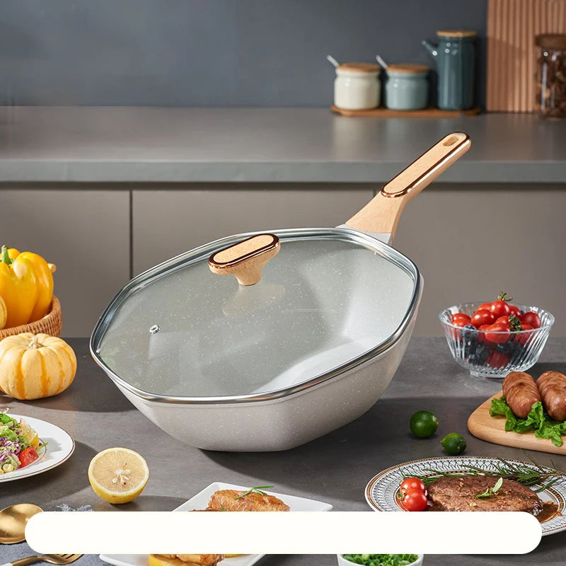 GIANXI Octagonal Wok Medical Stone Non-stick Frying Pan Induction Cooker Gas Stove Special Cooking Pots Cooking Utensils