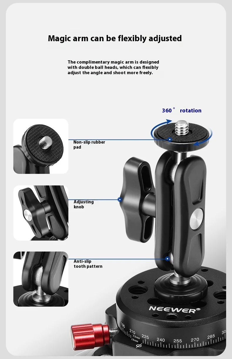 NEEWER CA013 Camera Suction Cup Gimbal Stand with Ball Head Magic Arm for Cameras Action Camera Phone Car Windshield Dash Mount