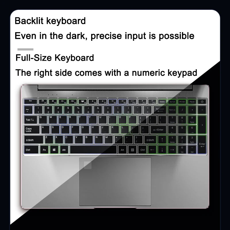 New 15.6" Inch Laptop, Windows 11 Pro N5095 1920x1080 32GB+2048 GB Fingerprint Unlock,Backlit Keyboard,Portable Office Notebook