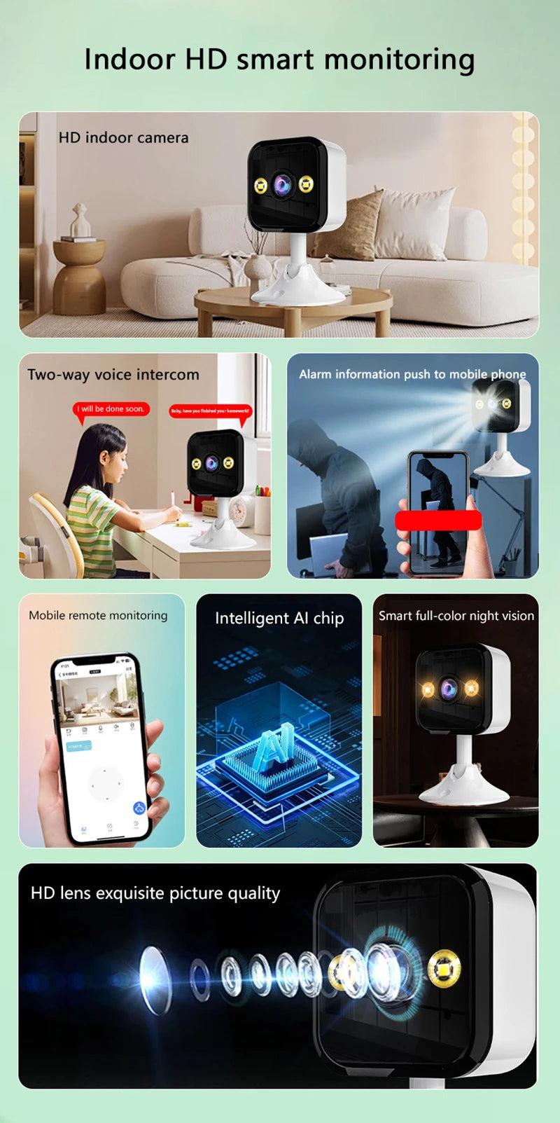 2025 New 2K Security Camera 3MP HD Wifi Smart Home Webcam 2-Way Audio Color Night Motion Detect Surveillance Cam With Lights