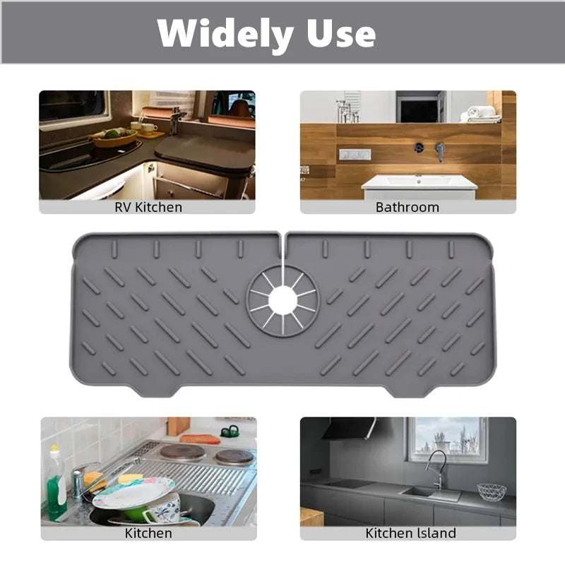 Faucet Absorbent Mat Silicon Kitchen Sink Splash Guard Drain Pad Water Splash Catcher Mats Countertom Countertop Protect Gadgets