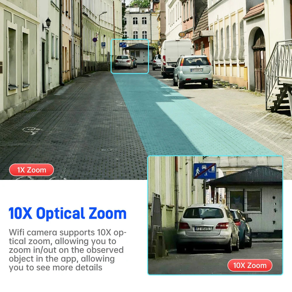 10K 20MP Home Security WiFi Camera Four Len Four Screen 360° PTZ 10X Zoom CCTV Wireless Surveillance IP Cam Security Protection