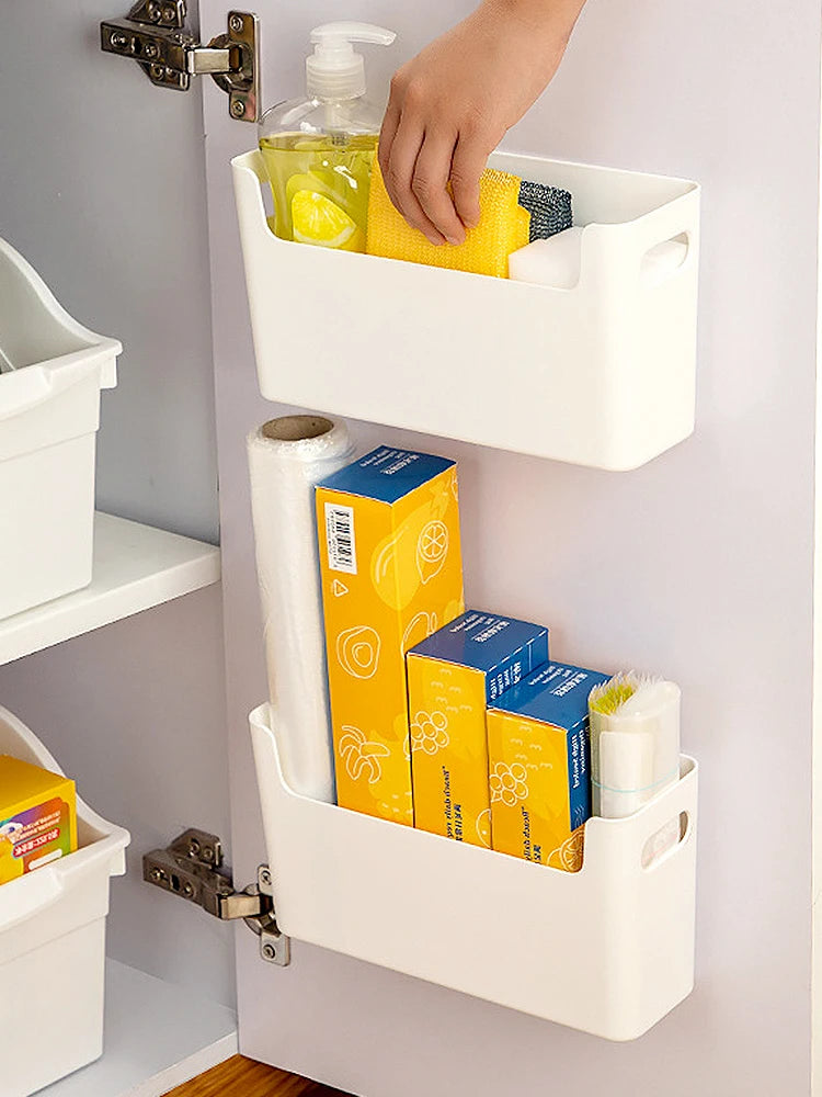 Kitchen Organizer Wall-mounted Kitchen Storage Organization Plastic Storage Rack Punch-Free Dish Drying Rack Accessories Shelf