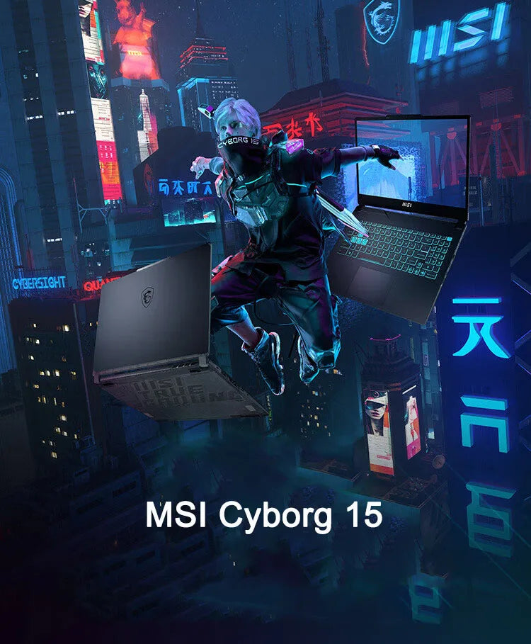 2024 MSI Cyborg 15 Gaming Laptop 15.6 Inch QHD 165Hz IPS Screen Netbook i7-13620H 16GB 512GB RTX4050 Gaming Notebook Computer