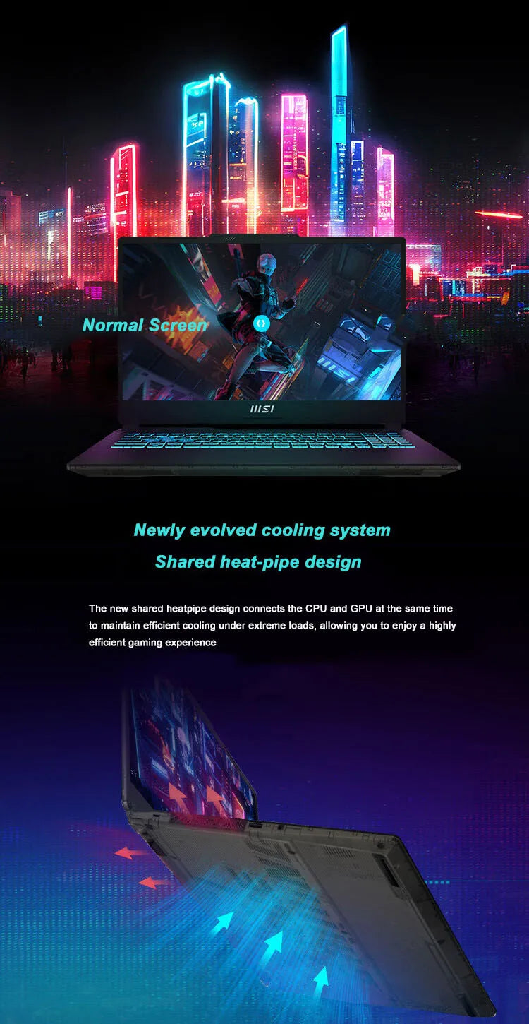 2024 MSI Cyborg 15 Gaming Laptop 15.6 Inch QHD 165Hz IPS Screen Netbook i7-13620H 16GB 512GB RTX4050 Gaming Notebook Computer