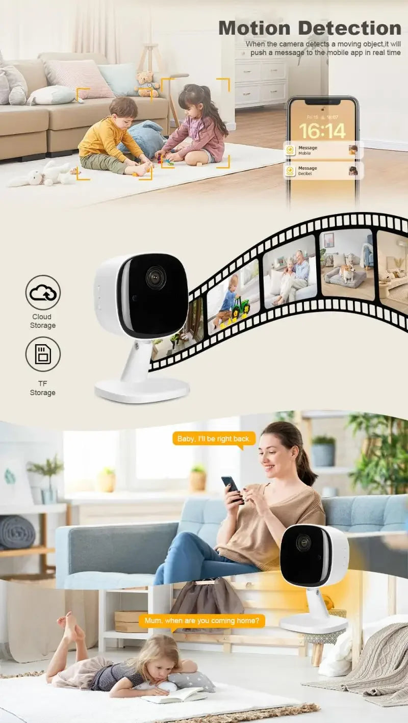 4K Security Camera WiFi Monitor 2-way Audio Infrared Night Vision Motion Detect Home Surveillance Multi-Share View 2025 New