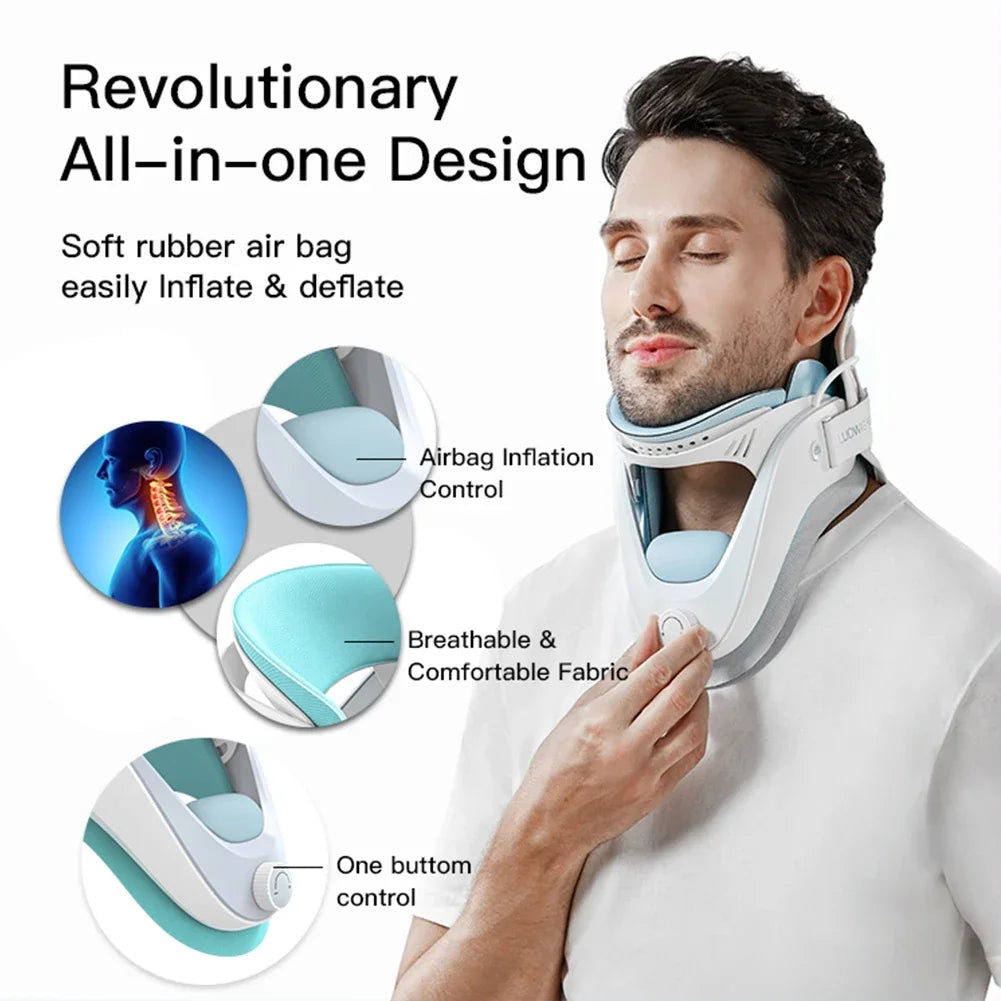 Neck Traction Device Adjustable Ergonomic Neck Stretcher with Airbag Support Cervical Collar Stretch Neck Shoulder Relaxer