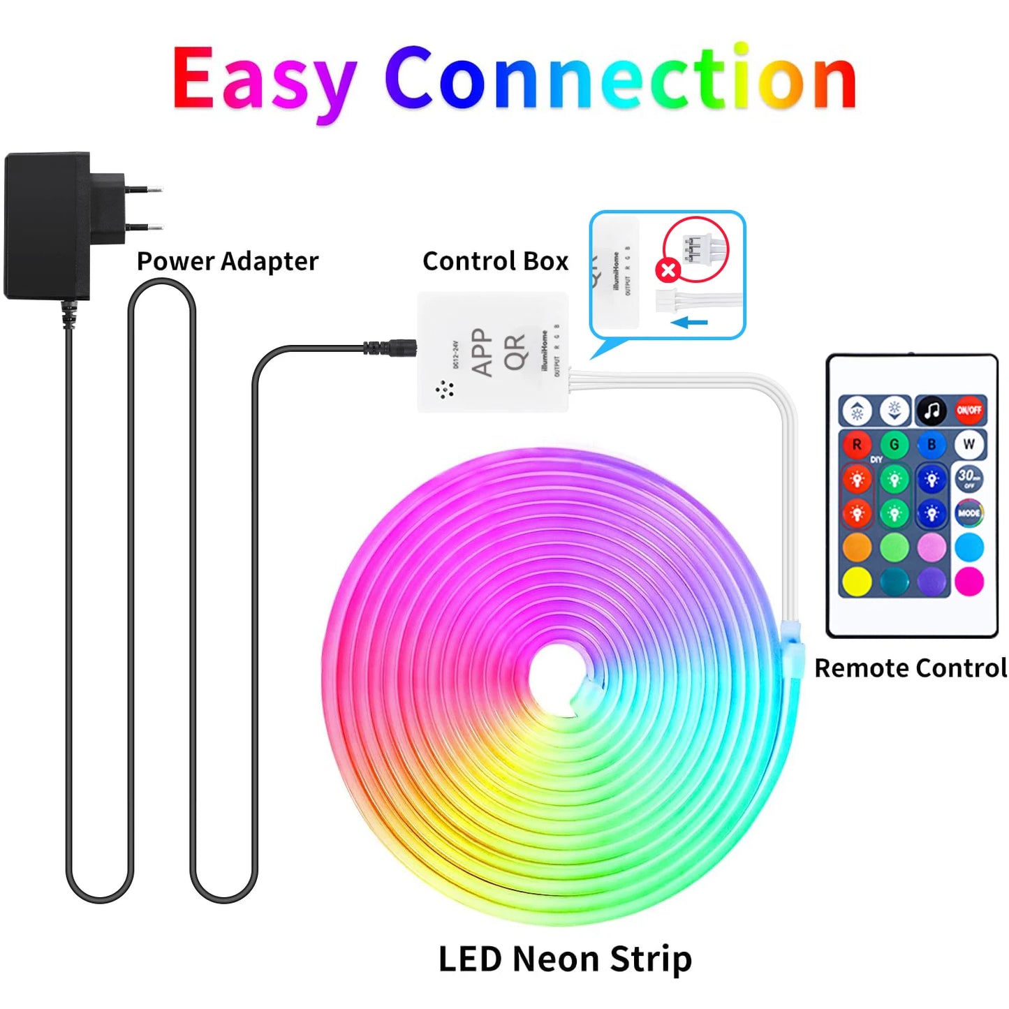 40M/30M RGB LED Neon Rope Lights, Music Sync Control with App/Remote, Flexible Lamp Color Change, Waterproof for Indoor Outdoor