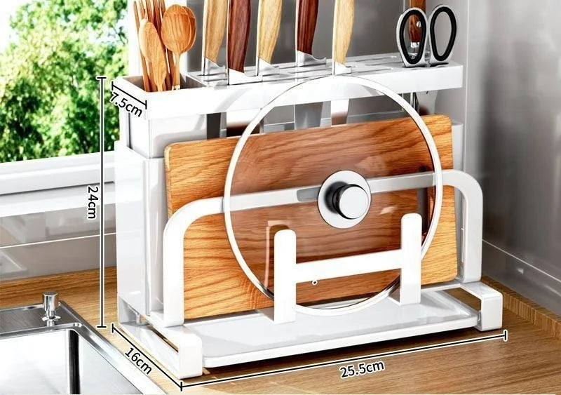 Kitchen Knife Rack Storage Rack for Kitchen Knives, Chopsticks, Cutting Boards, Pot Lids, Cutting Boards, Multifunctional Knives