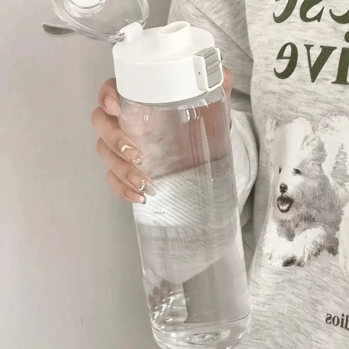 1pc Portable Sports Fitness Large Capacity Transparent Cup, Outdoor, Travel, Office Essential Water Bottle