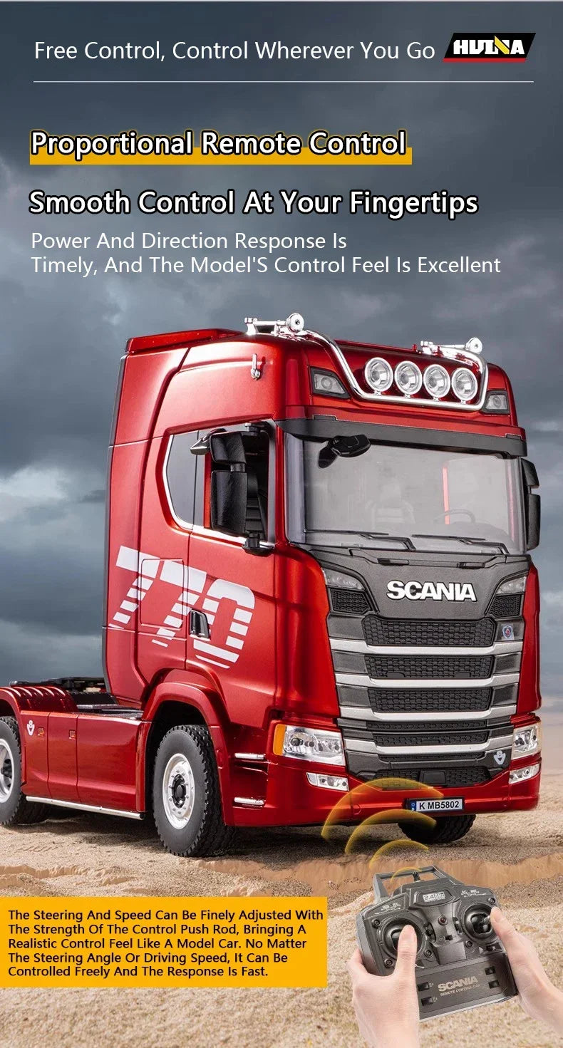 HUINA 1501 770S Scania Alloy Tractor 19CH RC Truck 1/18 2.4G remote control Engineering Trailer Truck with Light and Sound Toys