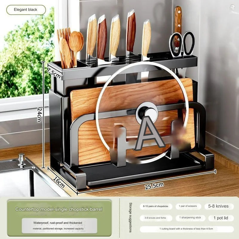 Kitchen Knife Rack Storage Rack for Kitchen Knives, Chopsticks, Cutting Boards, Pot Lids, Cutting Boards, Multifunctional Knives