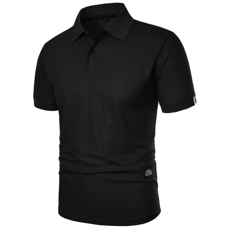Summer Solid Color Polo Shirt Men's Short Sleeve Button Tshirts Lapel Lightweight  Streetwear Sport Casual Tops