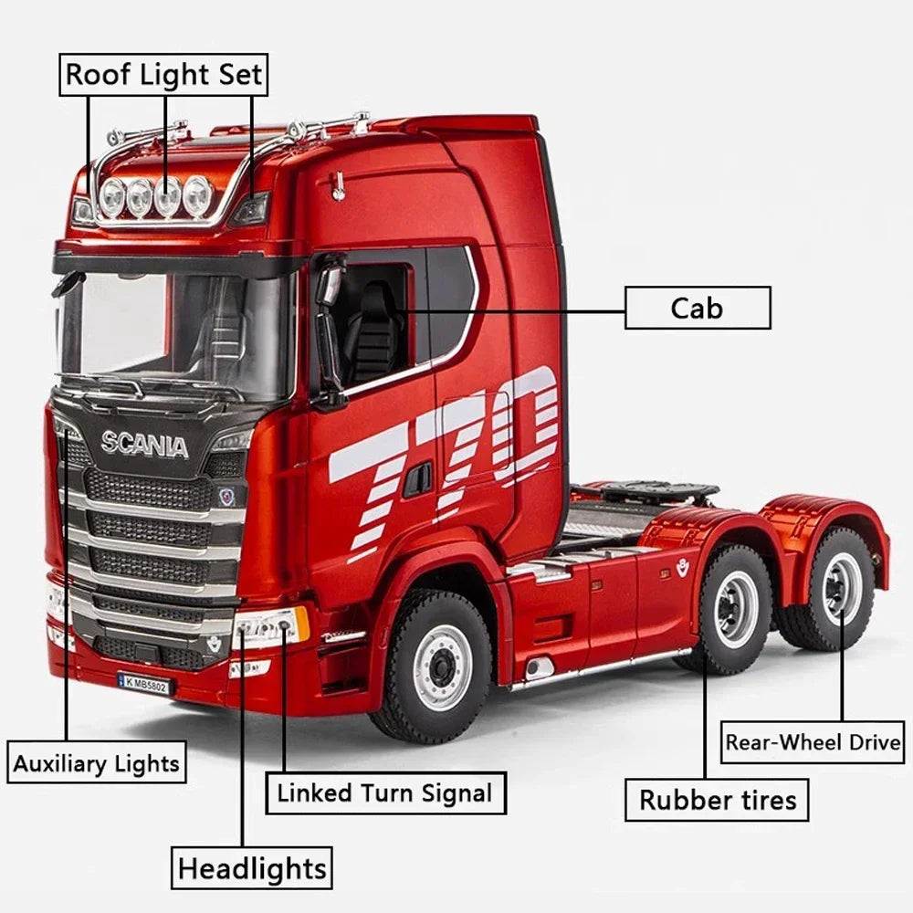 HUINA 1501 770S Scania Alloy Tractor 19CH RC Truck 1/18 2.4G remote control Engineering Trailer Truck with Light and Sound Toys