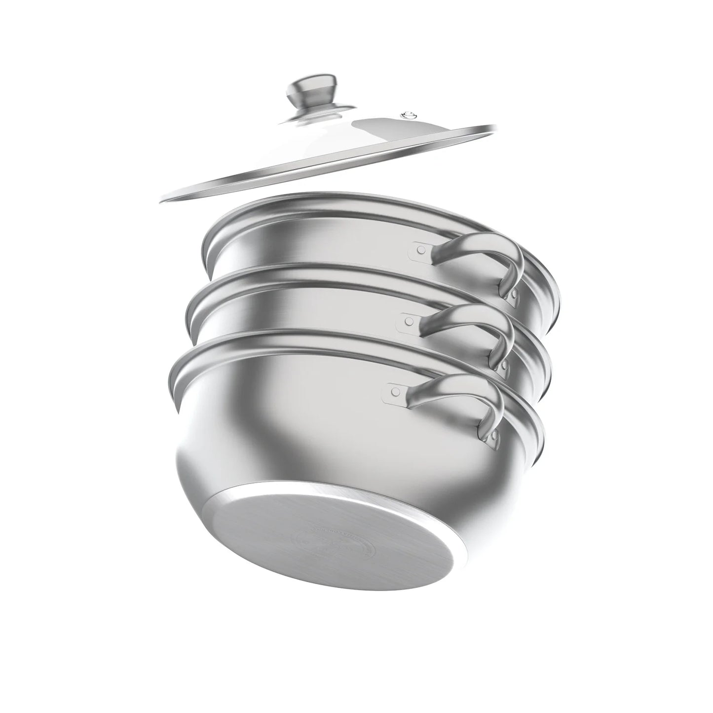 28CM 3-Tier Stainless Steel Thick Steamer Pot Soup Steam Pot Universal Cooking Pots for Induction Cooker Gas Stove