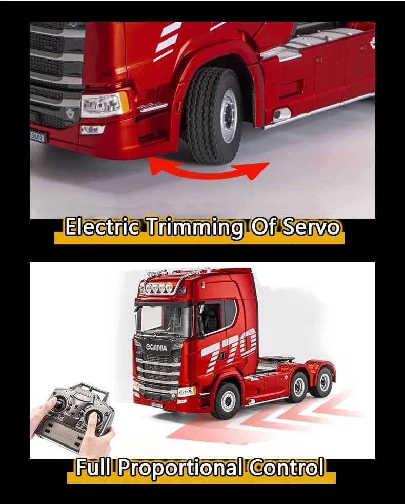 HUINA 1501 770S Scania Alloy Tractor 19CH RC Truck 1/18 2.4G remote control Engineering Trailer Truck with Light and Sound Toys