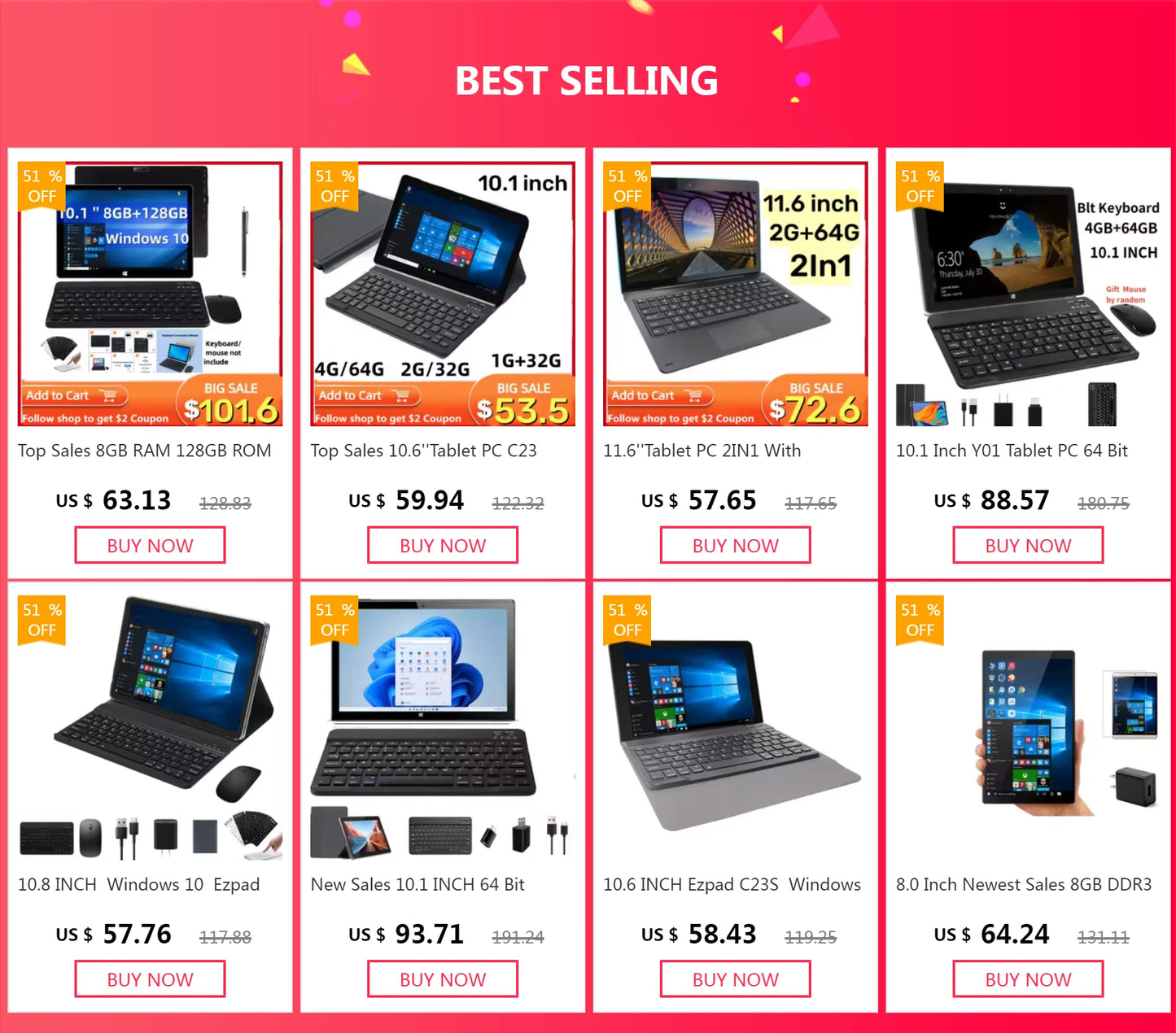 Big Sales 8 INCH 64 Bit x64 System Windows 10 Pocket Tablet PC 4GB /8GB RAM +64GB/128GB ROM AR3 Dual Cameras Quad Core