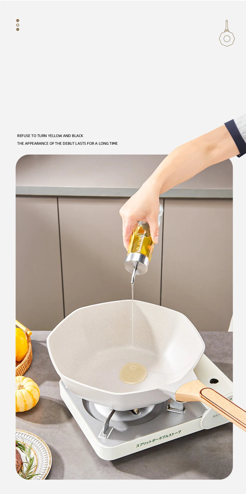 GIANXI Octagonal Wok Medical Stone Non-stick Frying Pan Induction Cooker Gas Stove Special Cooking Pots Cooking Utensils