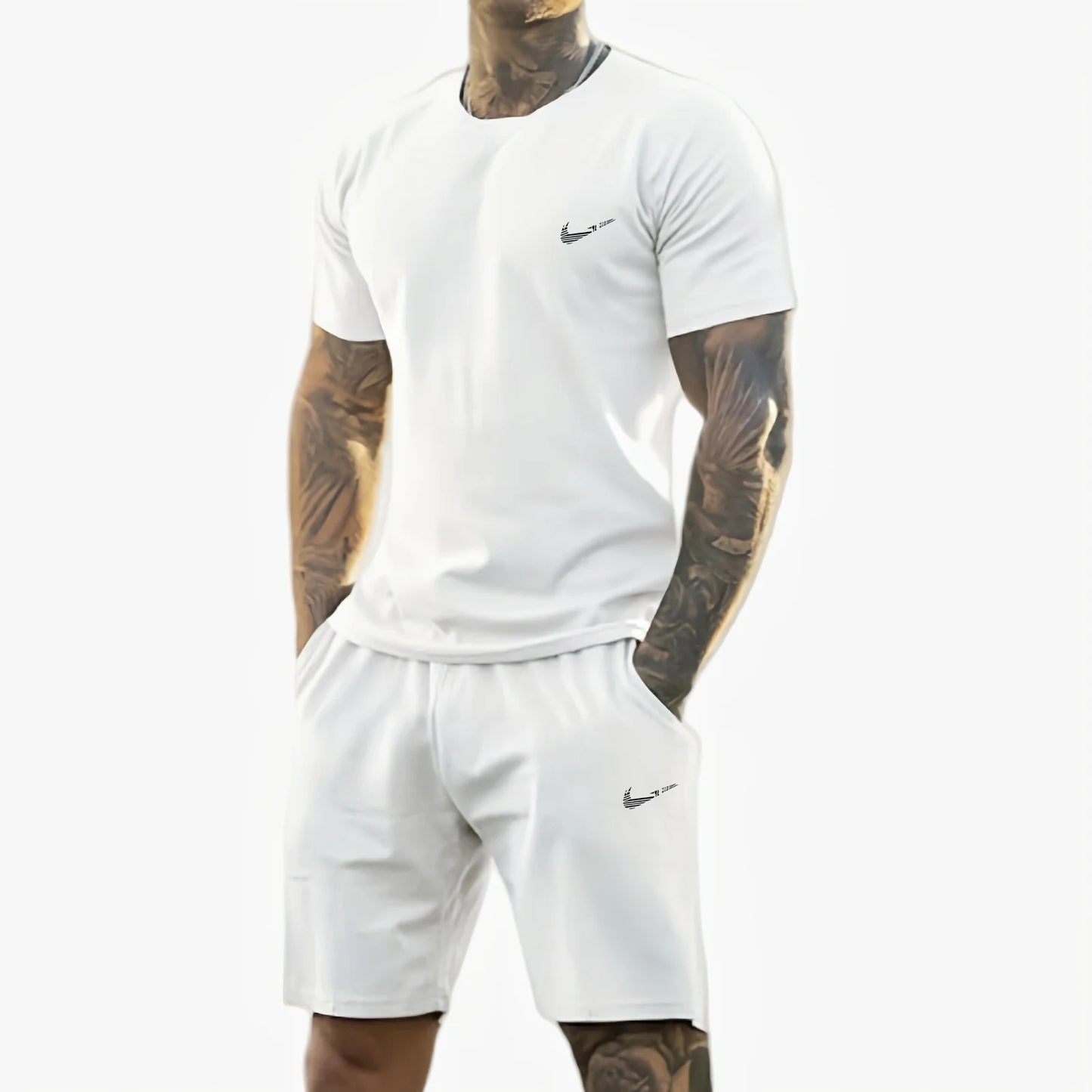 New summer 2025 men's wears printed short-sleeved T-shirt + shorts suit, casual sportswear, breathable outdoor casual men's T-shirt,