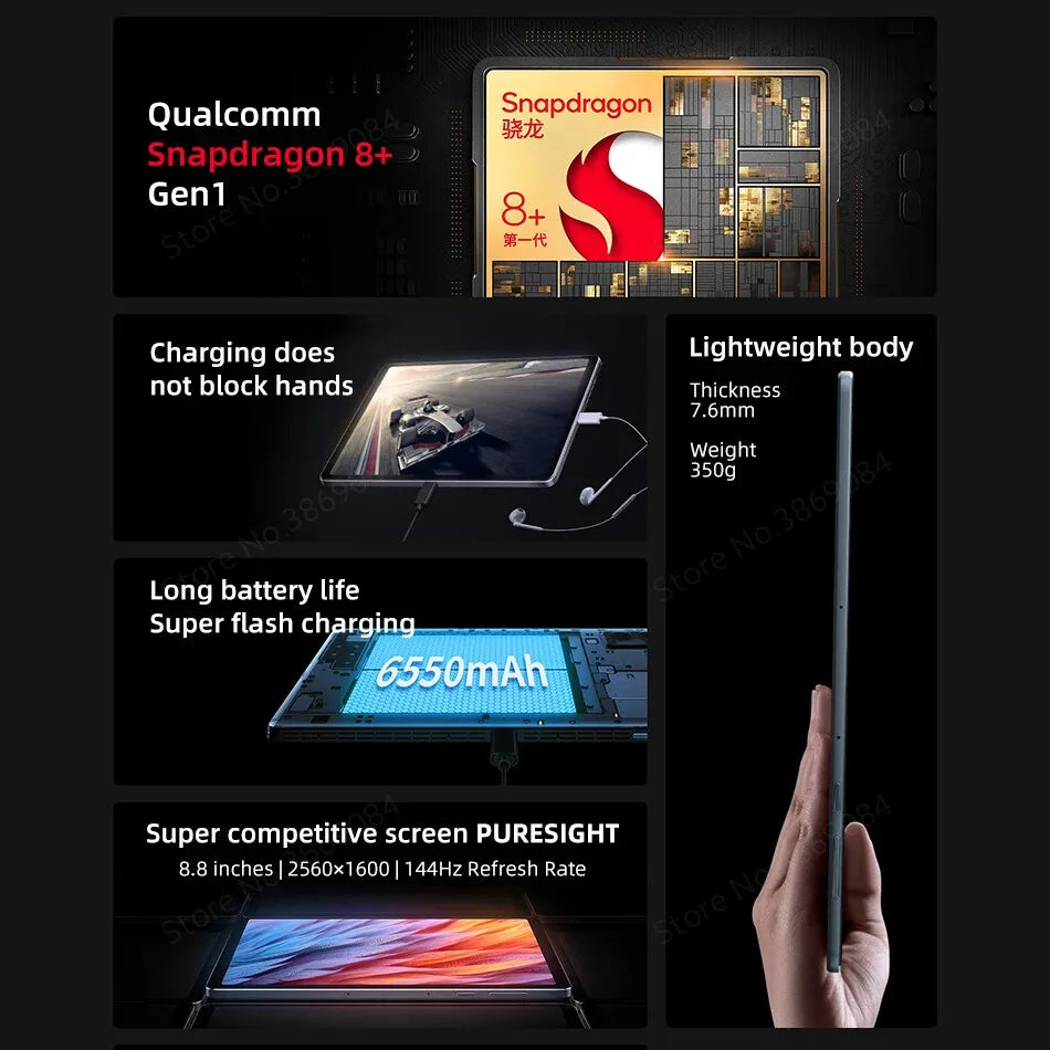 Original Lenovo LEGION Y700 2023 8.8 Inch Snapdragon 8+ ZUI15 16G 512G 12G 256G WIFI Dual-type-C Interface Gaming Tablet