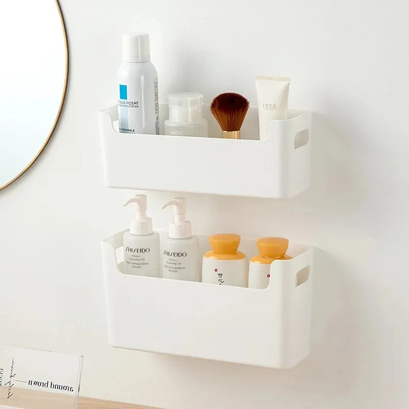 Kitchen Organizer Wall-mounted Kitchen Storage Organization Plastic Storage Rack Punch-Free Dish Drying Rack Accessories Shelf