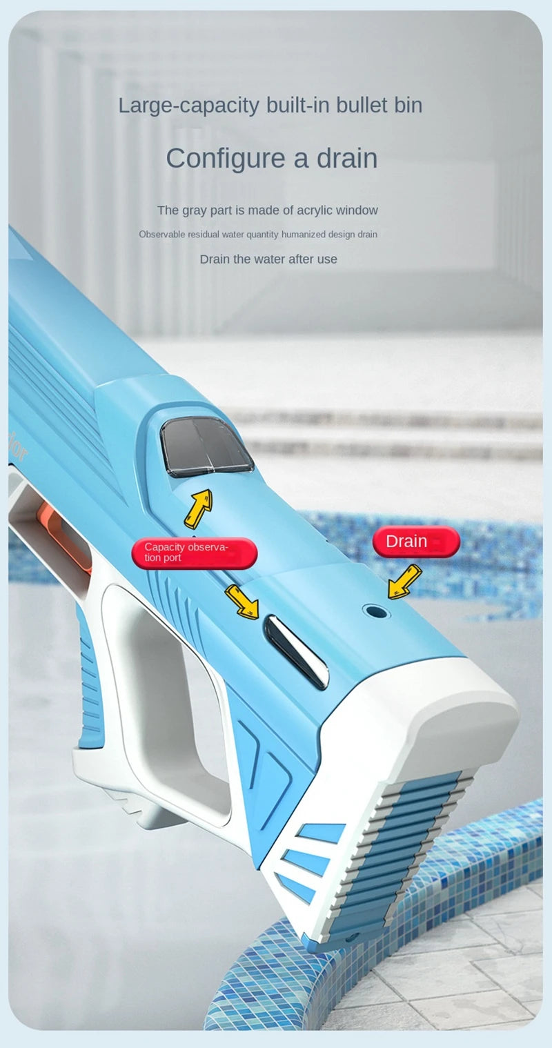 Full  Automatic Electric Water Gun Toys 43cm Portable Children Adult Summer Beach Outdoor Fight Fantasy Toys for Boys Kids Game
