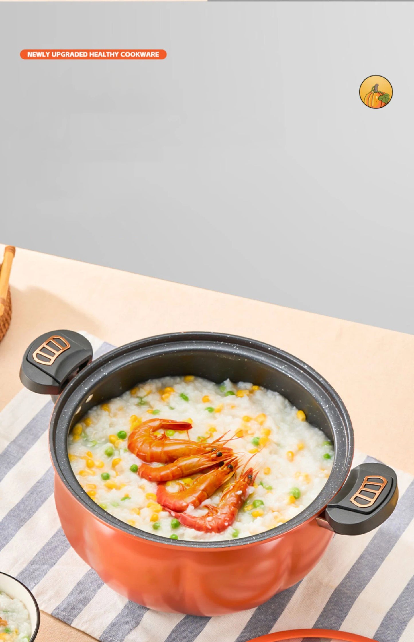 Pumpkin Pot Multifunctional Cast Iron Slight Pressure Cooker Braise Boil Steam Stew Nonstick Pots Cooking Pots