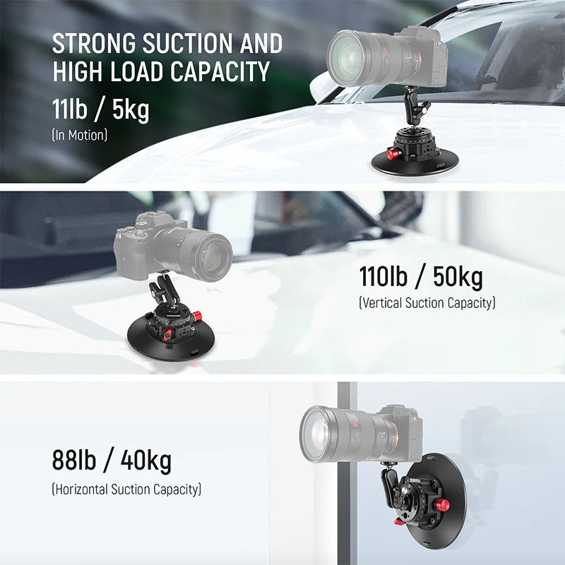 NEEWER CA013 Camera Suction Cup Gimbal Stand with Ball Head Magic Arm for Cameras Action Camera Phone Car Windshield Dash Mount