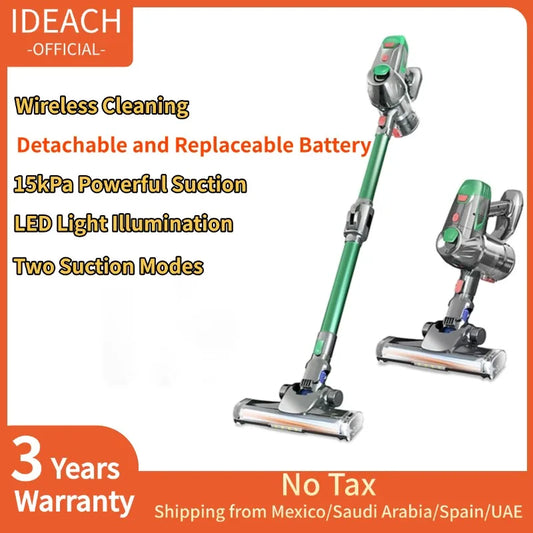 Wireless Portable Handheld Vacuum Cleaner 15kPa Powerful Suction Removable Battery LED Lighting 40min Runtime Home Floor Cleaner