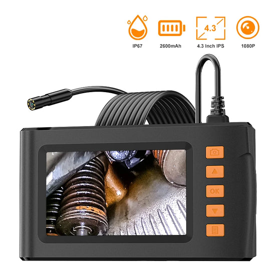 4.3 Inch Screen Endoscope Camera HD1080P 8MM Lens Explorer Pipe Car Inspection Borescope 2-10M LEDs waterprof 2600mAh Take Photo