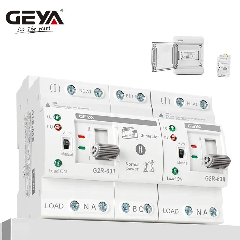 GEYA G2R Smart ATS Din Rail Dual Power Automatic Transfer Switch with Voltage Protection 2P 4P 63A 220V Uninterrupted Power