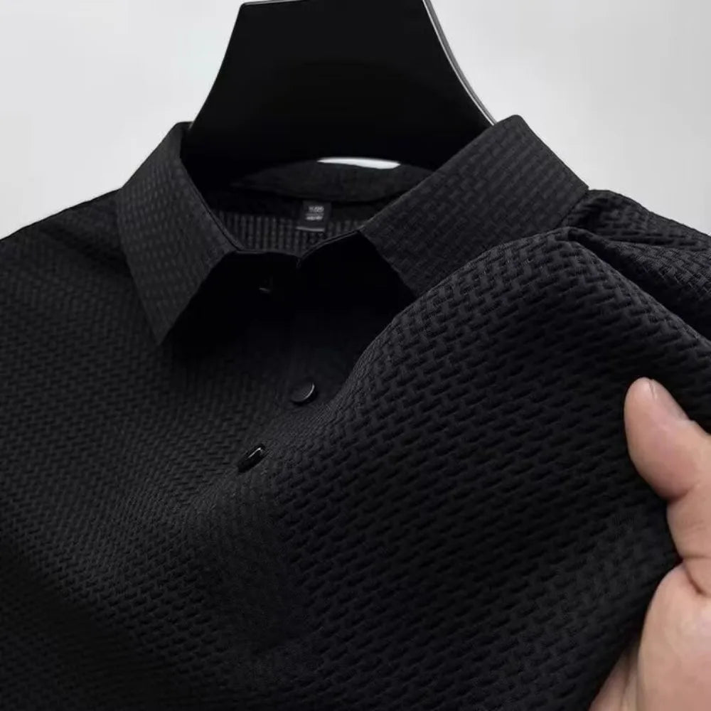 New Summer Men's Short Sleeve T-shirt  Solid Color Cool and Breathable POLO Shirt Business Casual Sweat-absorbing Top M-5XL