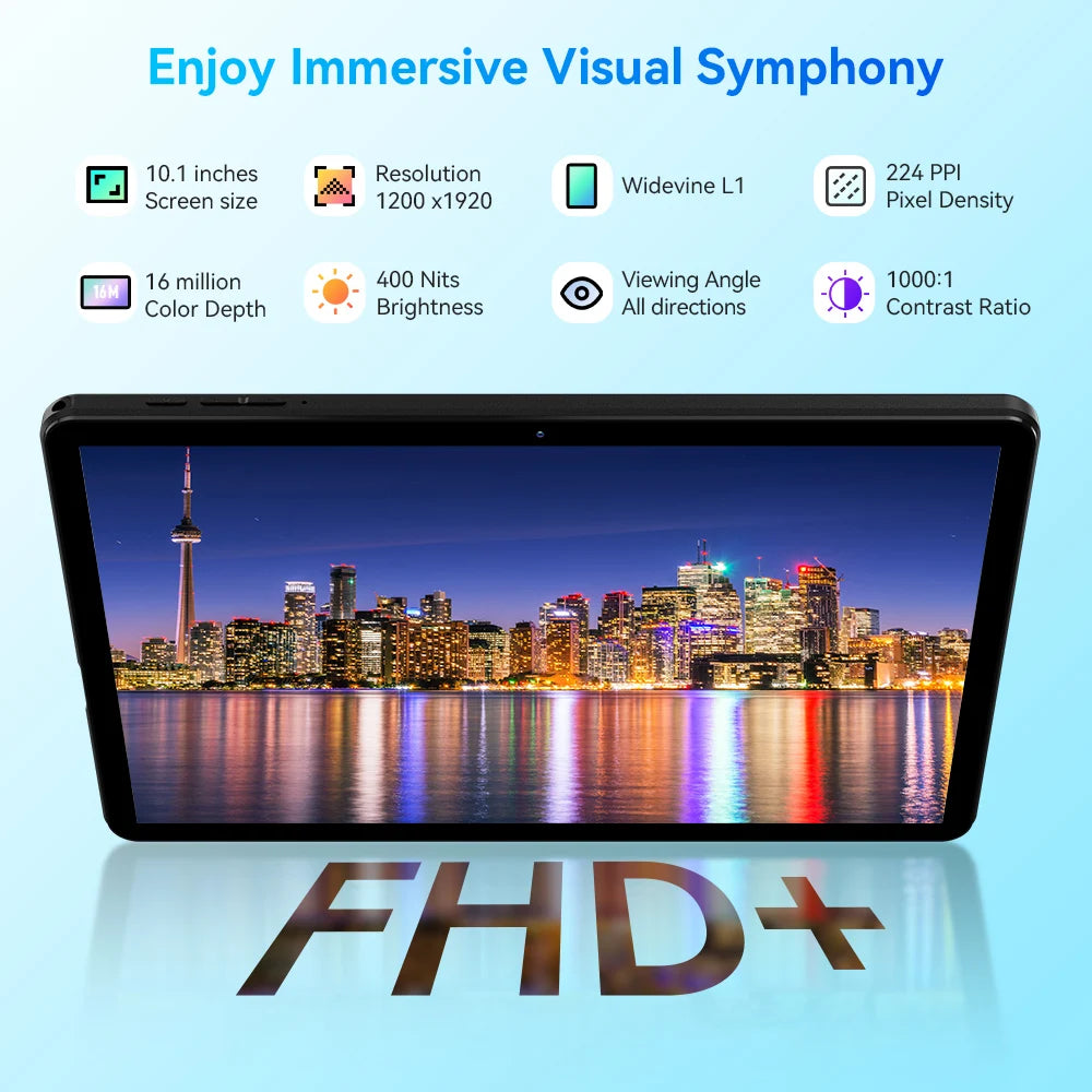 Headwolf WPad 5 Android 14 Tablet 10.1 inch 4+4GB RAM 128GB Rom 5500 mAh WIFI Tablet PC Support WideVine L1