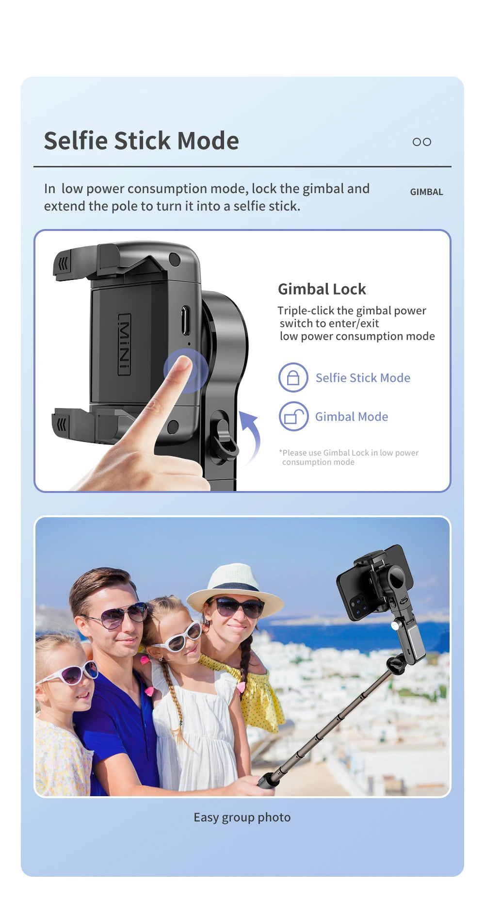 360 Rotation Following Shooting Mode Gimbal Stabilizer Selfie Stick Tripod Gimbal For iPhone Phone Smartphone Live Photography