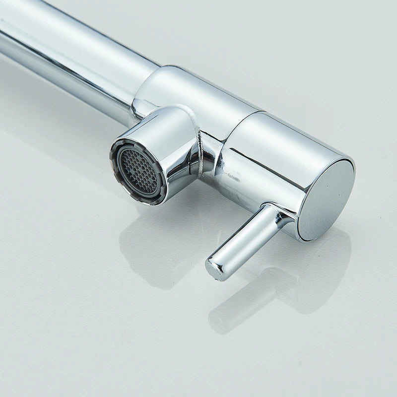 Chrome Spring Pull Down Kitchen Faucet Hot and Cold Water Deck Mounted Tap 360 Rotate Single Hole Single Handle