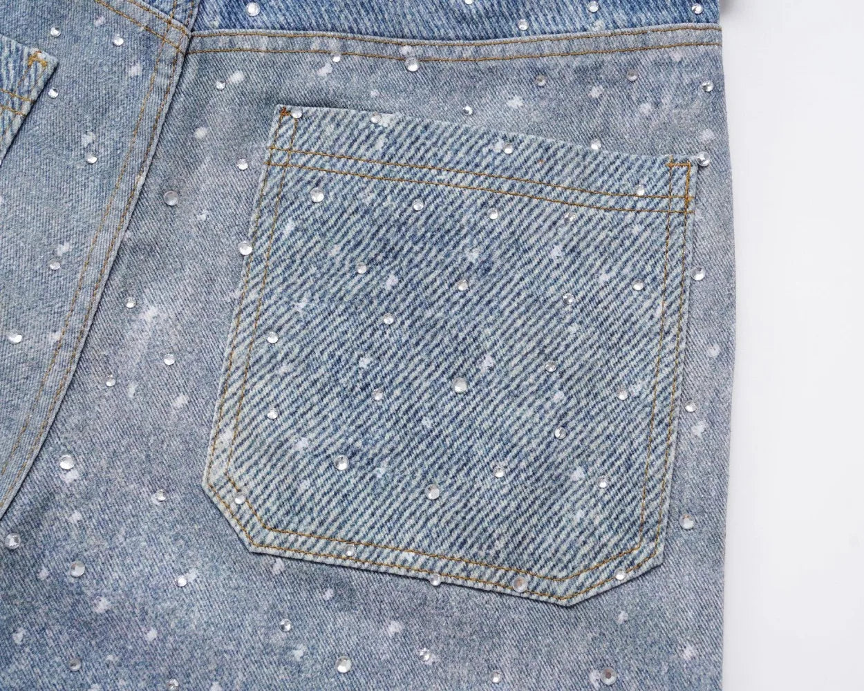 Tung Sung Full Diamond Printing Diamond Belt Wash Casual Loose Straight Jeans Hip Hop Y2k Men’s Jeans
